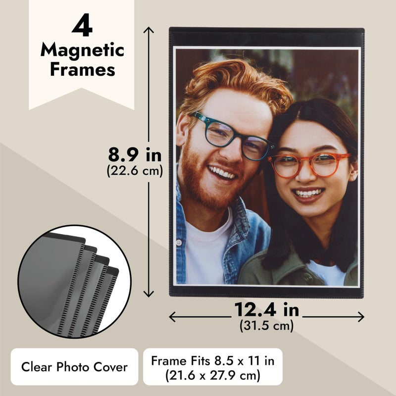 Juvale Magnetic Picture Frames for Refrigerator - Magnet Frames for Refrigerator with Full Magnetic Backing - Fridge Artwork Display & Photo Holder - Fridge Artwork Magnets - 4 Pack, 8.5" x 11", Black - Image 5